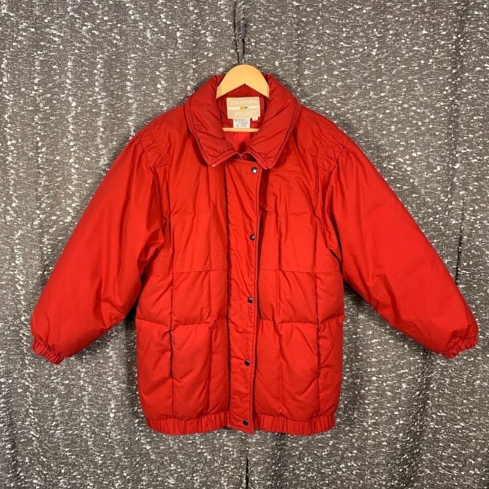 Vintage Starting‎ Point Red Quilted Puffer Jacket Duck Down Women's Medium